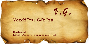 Vozáry Géza névjegykártya